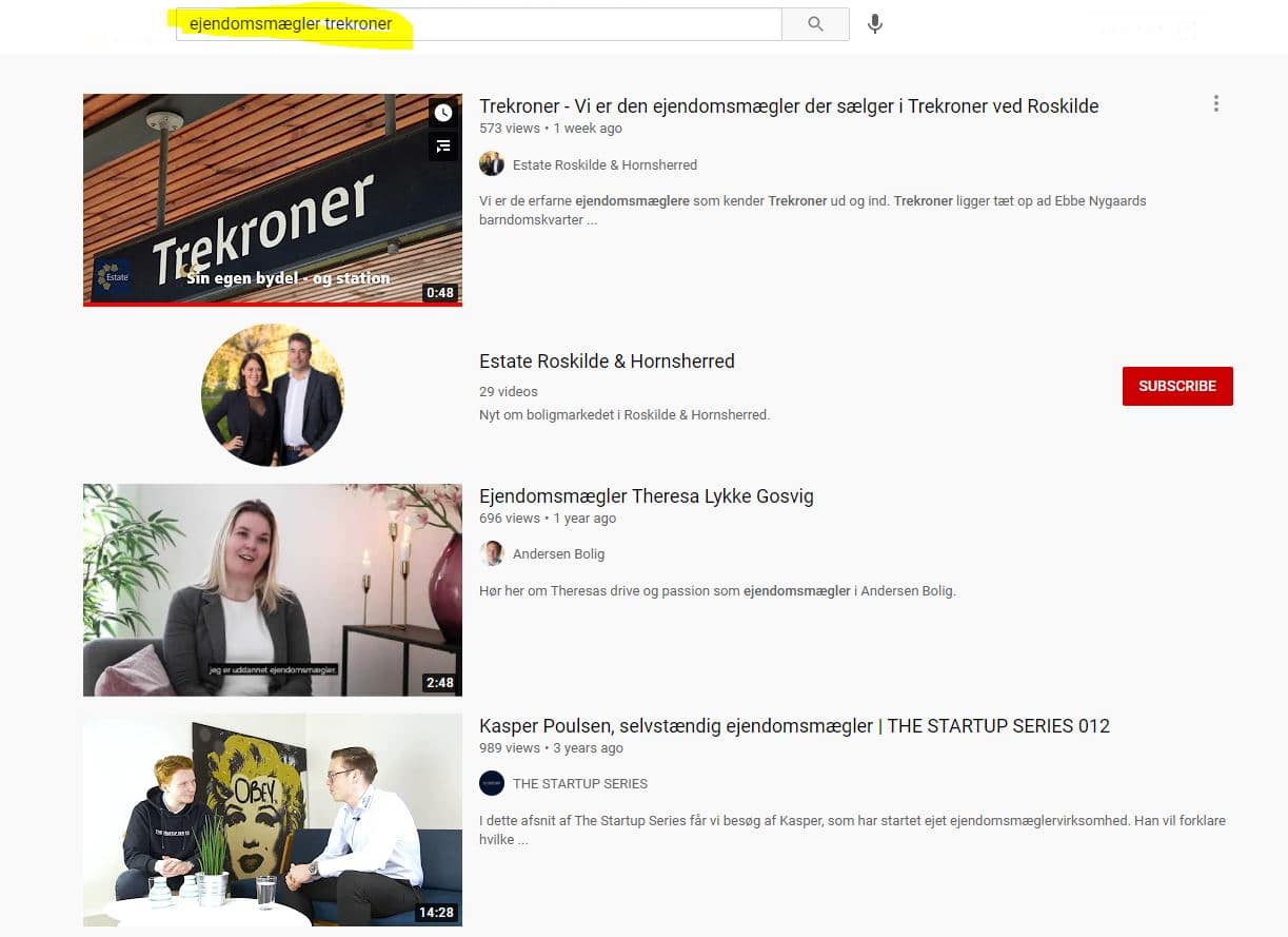 youtube-seo Eksempel på "nem" nr. 1 placering